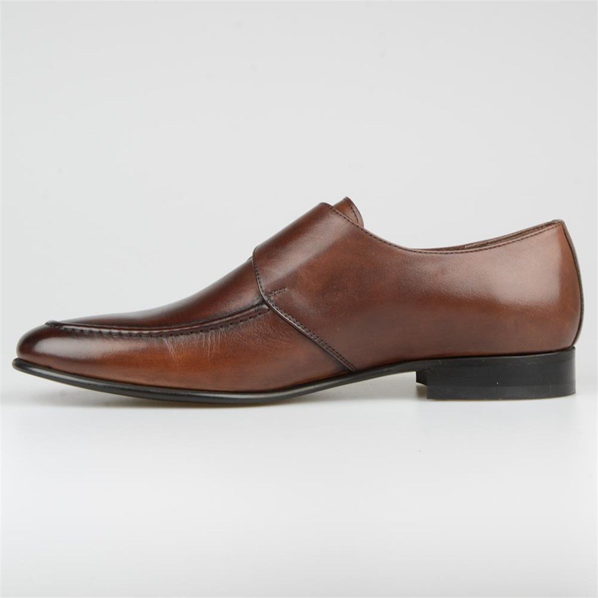 Brown Men's Leather Buckle Detailed Classic Shoes