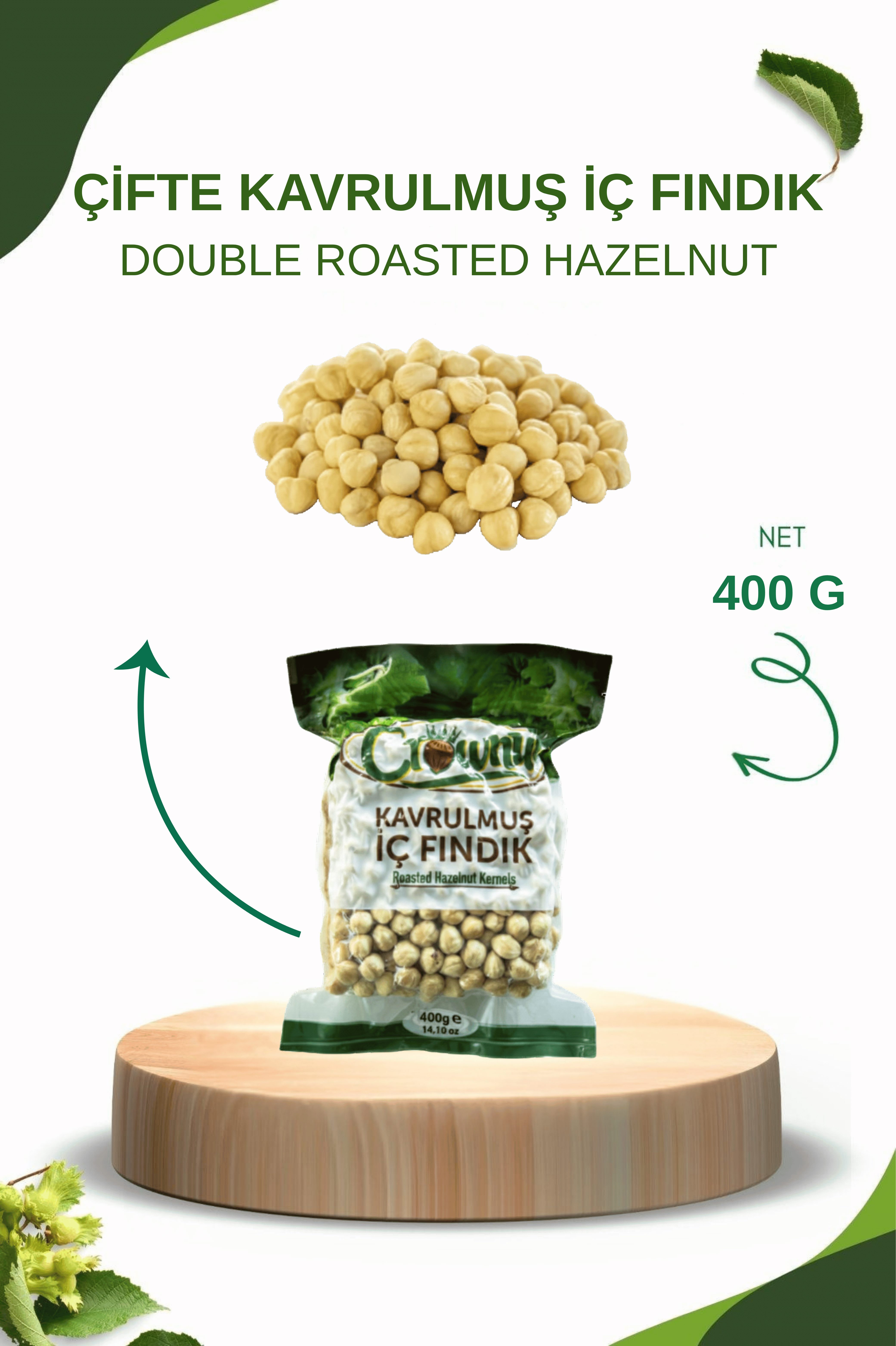 Crownut Çifte Kavrulmuş İç Fındık 400 gram