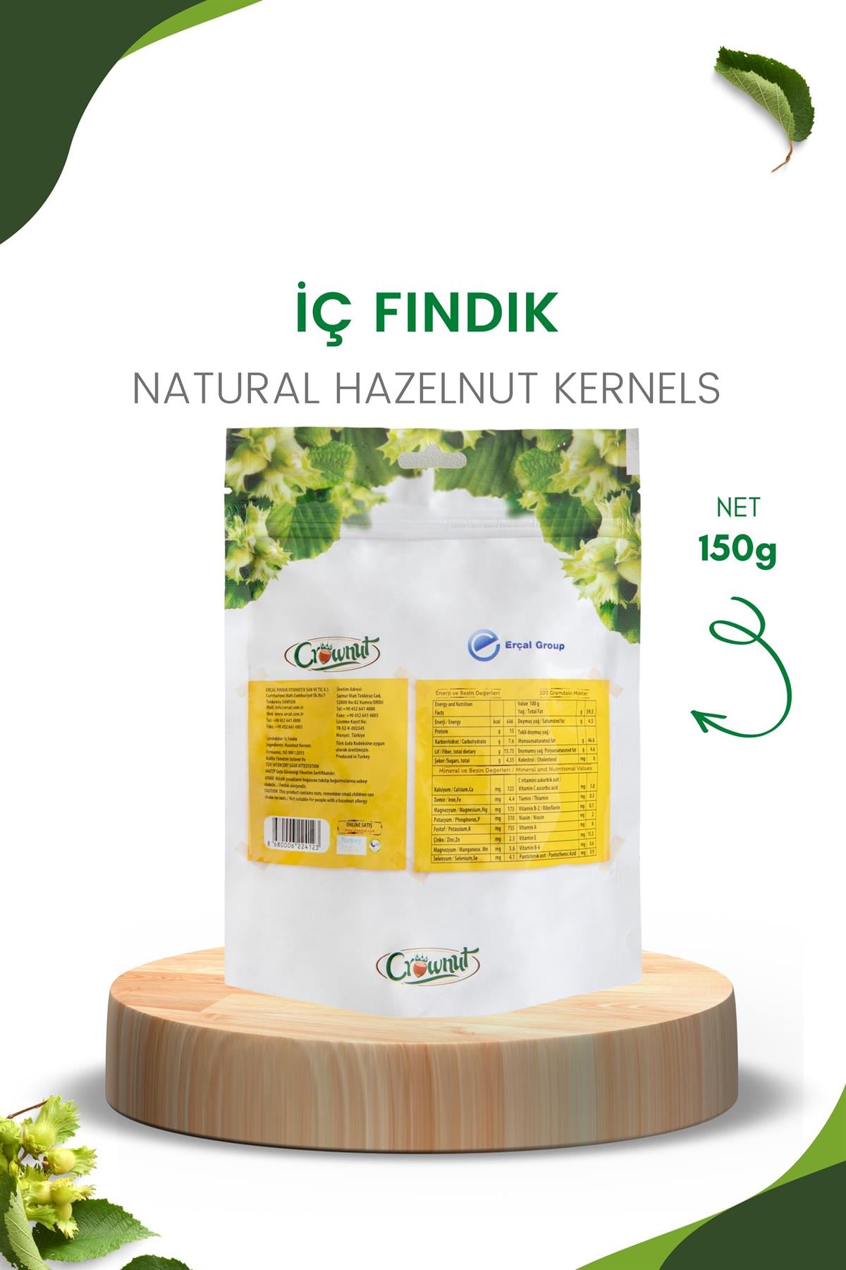 Crownut Natural İç Fındık 150 Gram Doypack