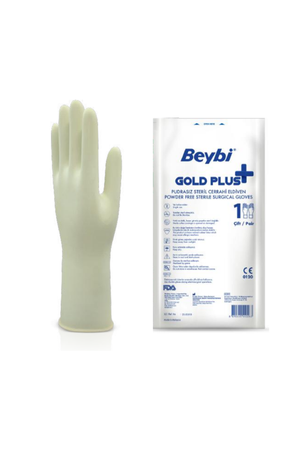 Beybi Gold Plus Cerrahi Eldiven Pudrasız No: 8.0