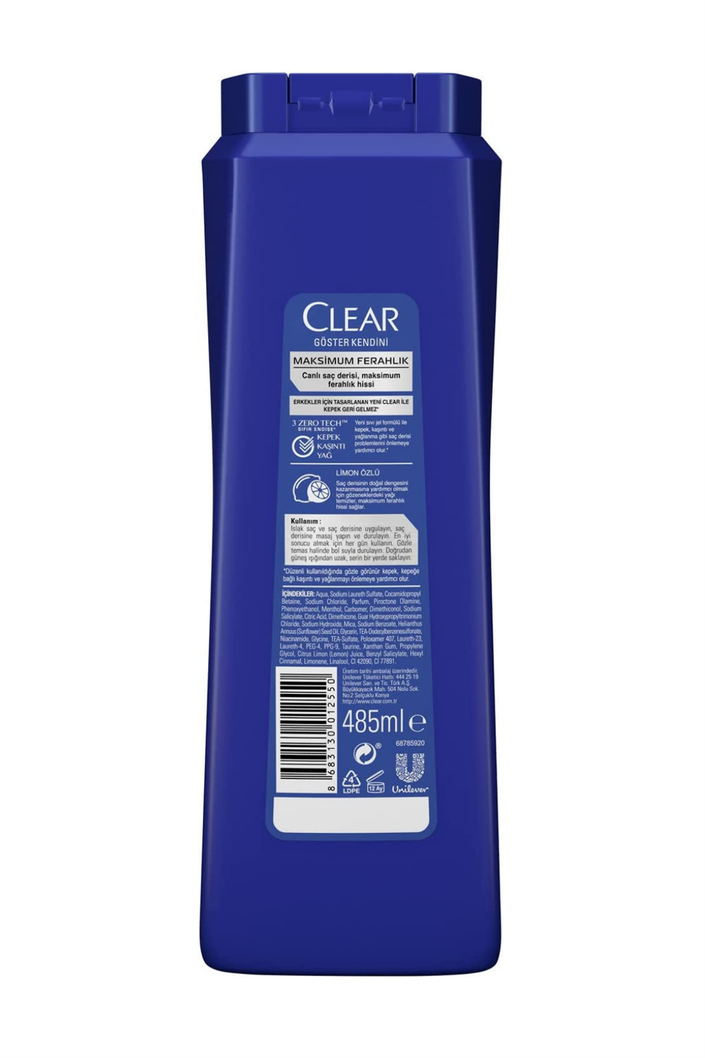 Clear Men Kepeğe Karşı Etkili Günlük Arınma ve Ferahlık Şampuan 485 ml