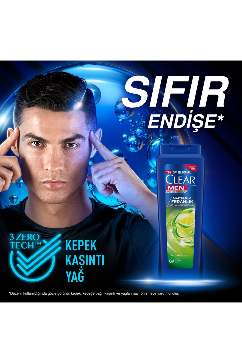 Clear Men Kepeğe Karşı Etkili Şampuan Maksimum Ferahlık Yağlı Saç Derisi İçin Limon Özlü 485 ML