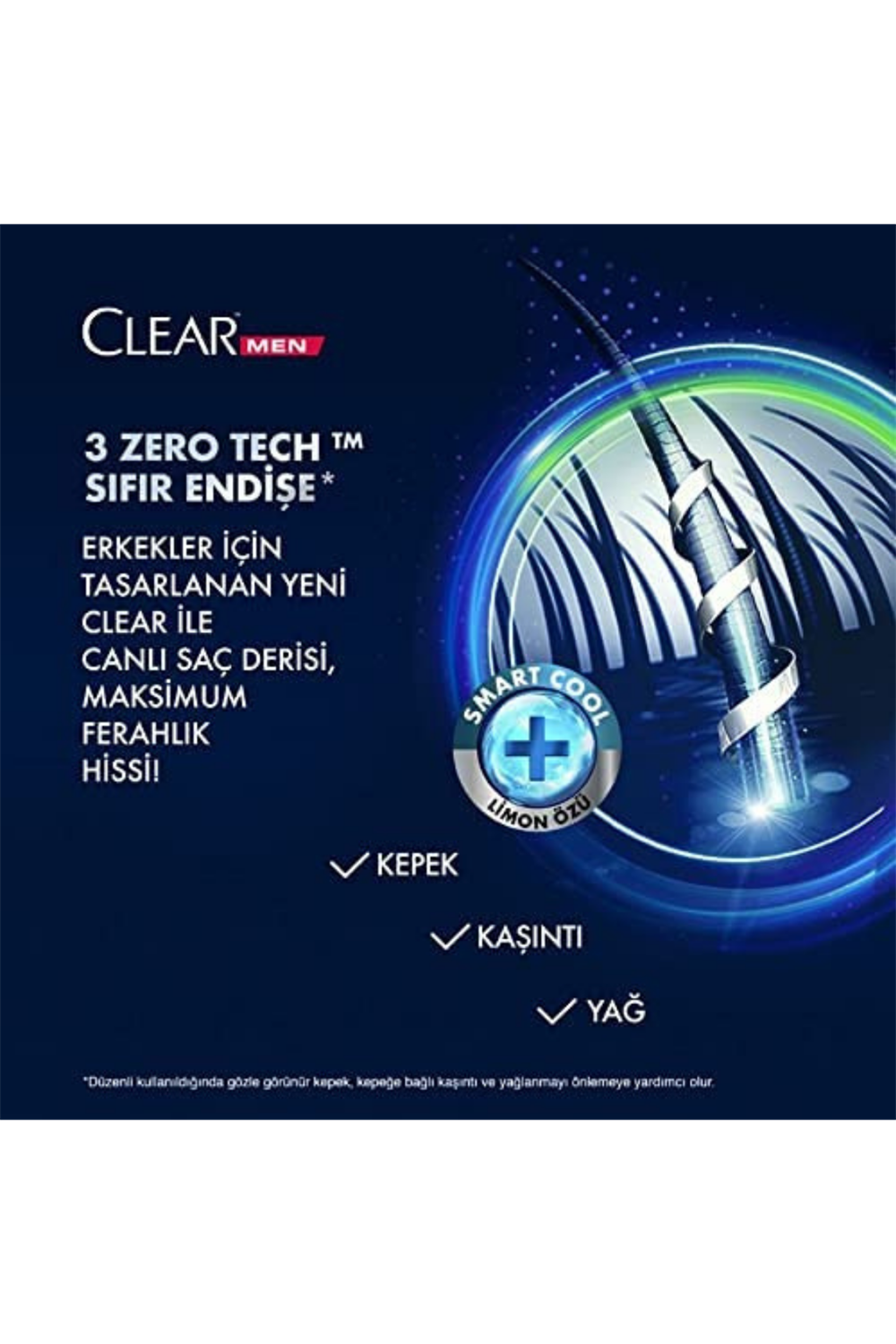 Clear Men Kepeğe Karşı Etkili Şampuan Maksimum Ferahlık Yağlı Saç Derisi İçin Limon Özlü 485 ML