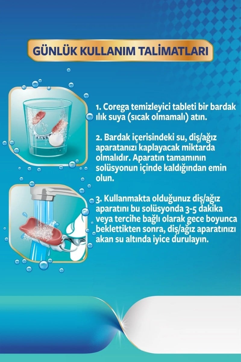 Corega 3 Dakikada Günlük Temizleyici Tablet 30 Adet - Nane Ferahlığı