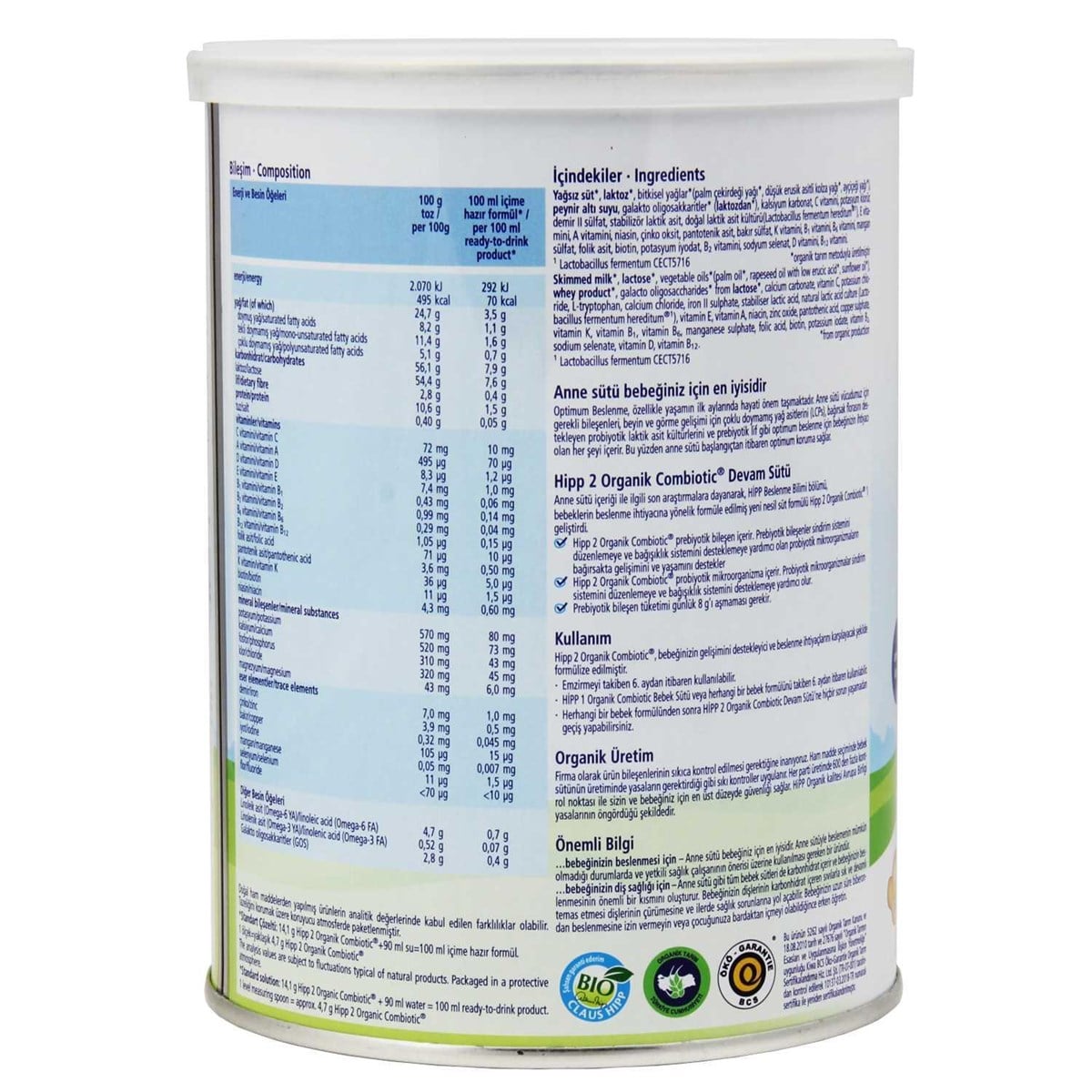 Hipp 2 Organik Combiotic Devam Sütü 350 gr