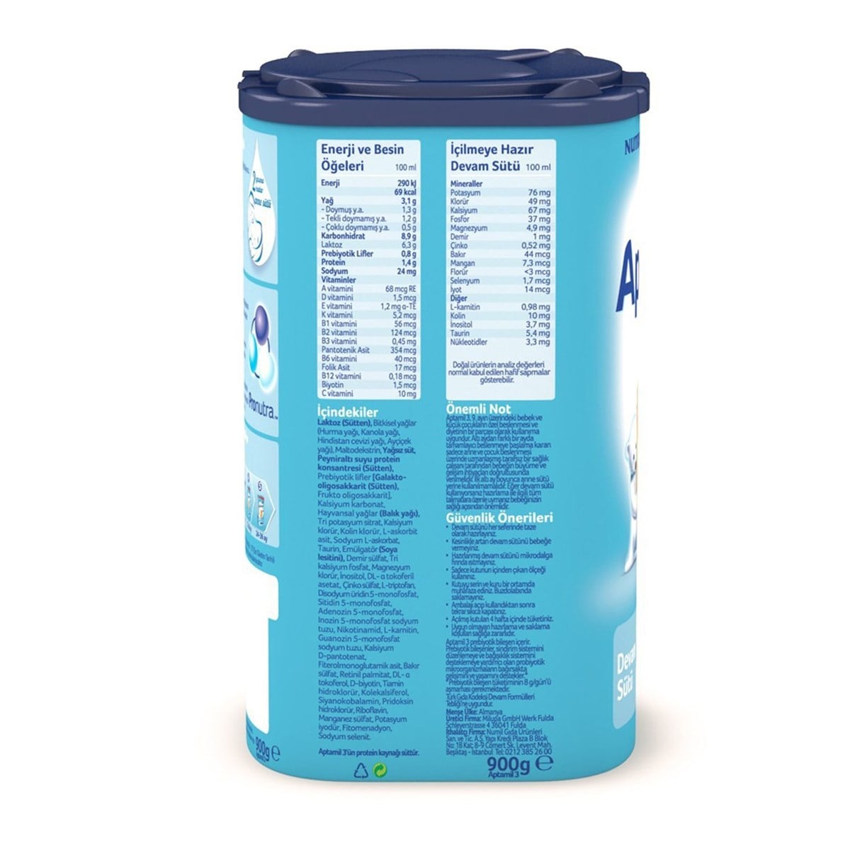 Milupa Aptamil 3 Devam Sütü 900 GR