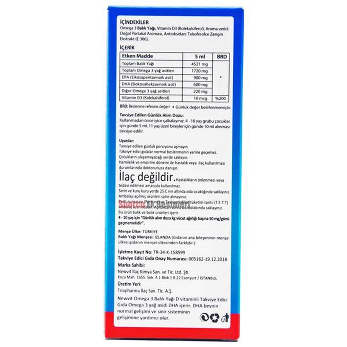 Newvit Omega 3 Şurup 150 ml