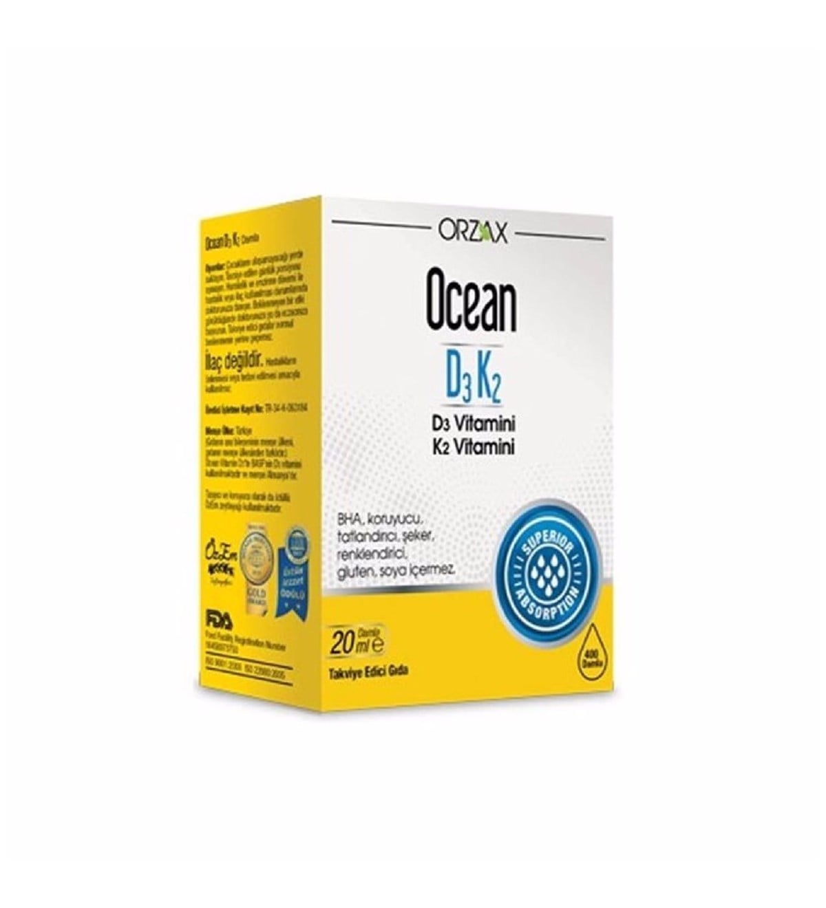 Ocean Vitamin D3 K2 Damla 20 mL