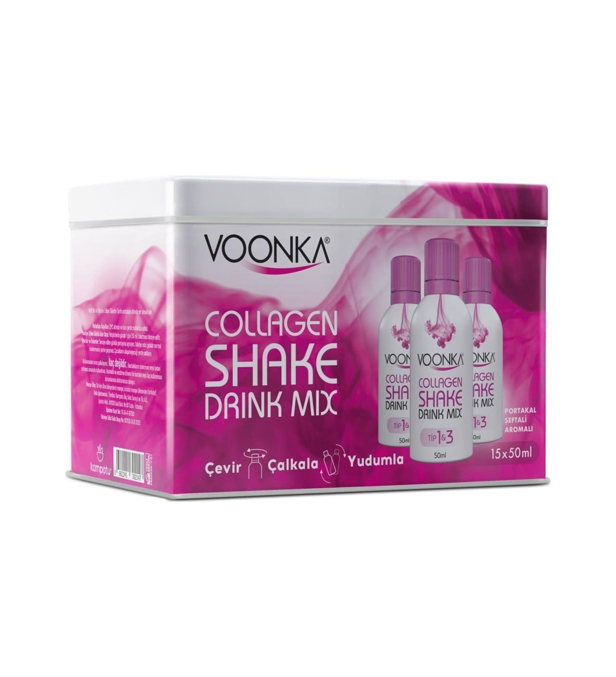 Voonka Beauty Collagen Shake Drink Mix Portakal Şeftali Aromalı 50 ml 15'li