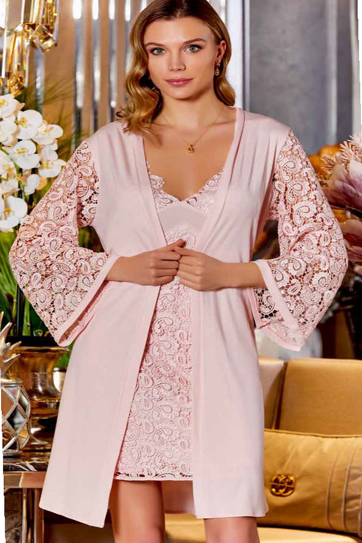 Penye Altılı SetlerÇeyizlik Dantelli Penye 6'lı Set