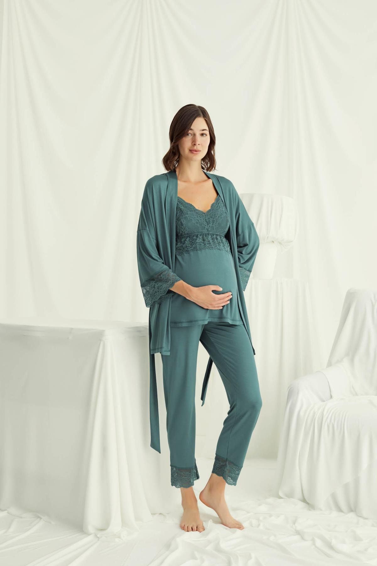 Sabahlıklı Pijama TakımlarıMonamise 18523 Hamile Lohusa Sabahlıklı Pijama Takım-Yeşil | Pijamapazari.comMonamise 18523 Hamile Lohusa Sabahlıklı Pijama Takım-Yeşil