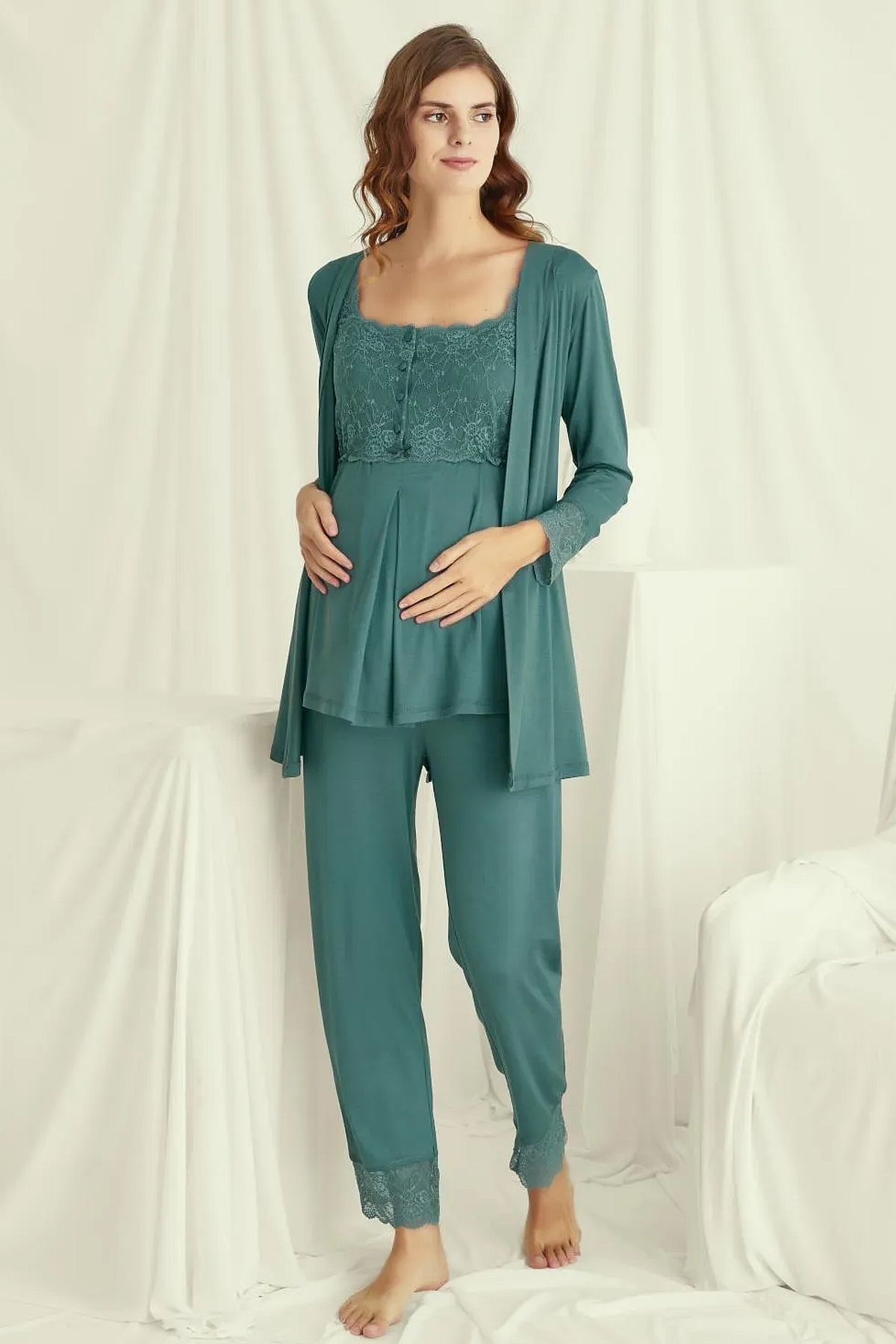 Sabahlıklı Pijama TakımlarıMonamise 18535 Hamile Lohusa Sabahlıklı Pijama Takım-Yeşil | Pijamapazari.comMonamise 18535 Hamile Lohusa Sabahlıklı Pijama Takım-Yeşil