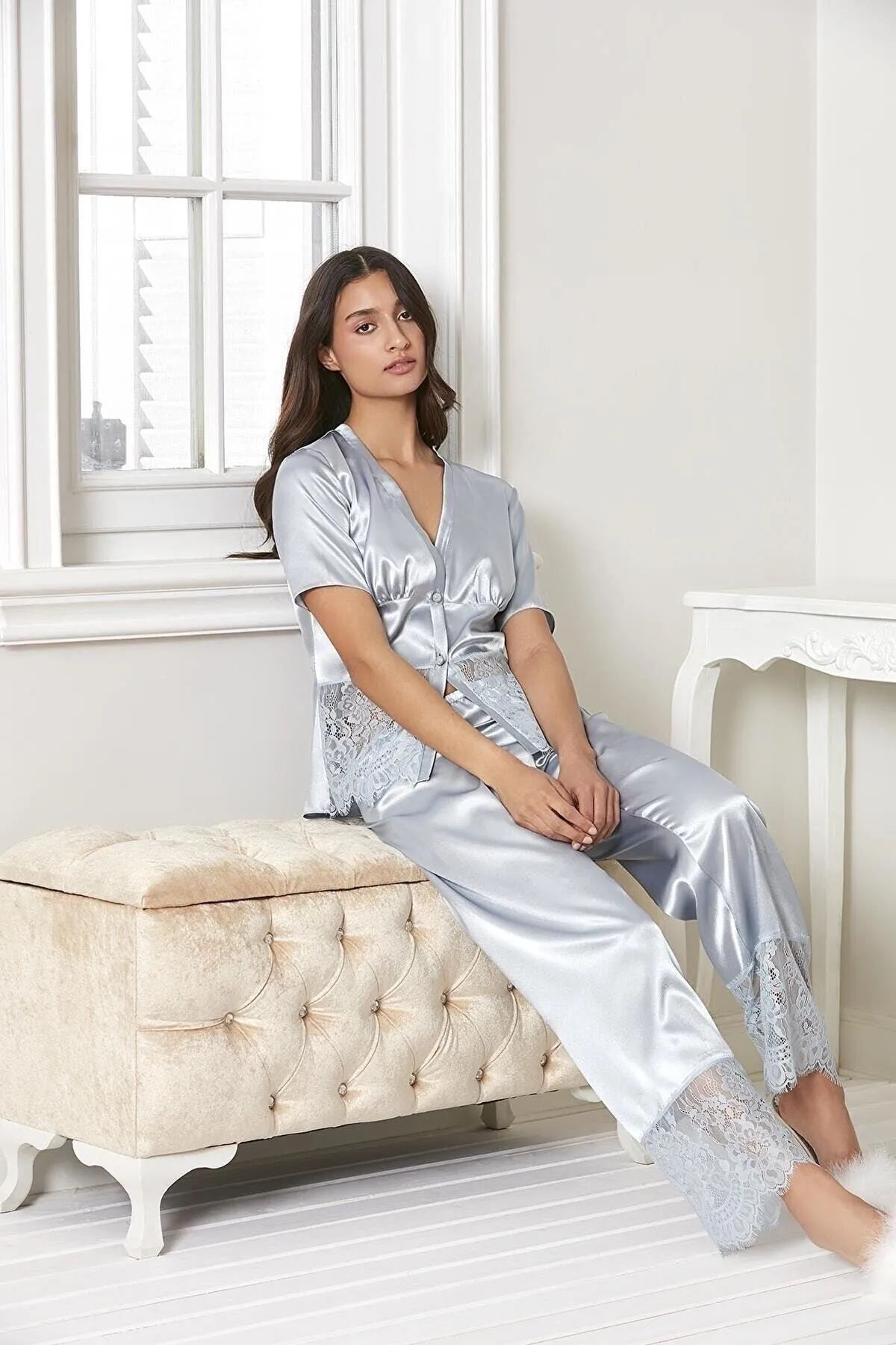 Saten Altılı SetlerPierre Cardin 6015 Kadın Dantelli Saten 6'lı Set-Mist | Pijamapazari.comPierre Cardin 6015 Kadın Dantelli Saten 6'lı Set-Mist