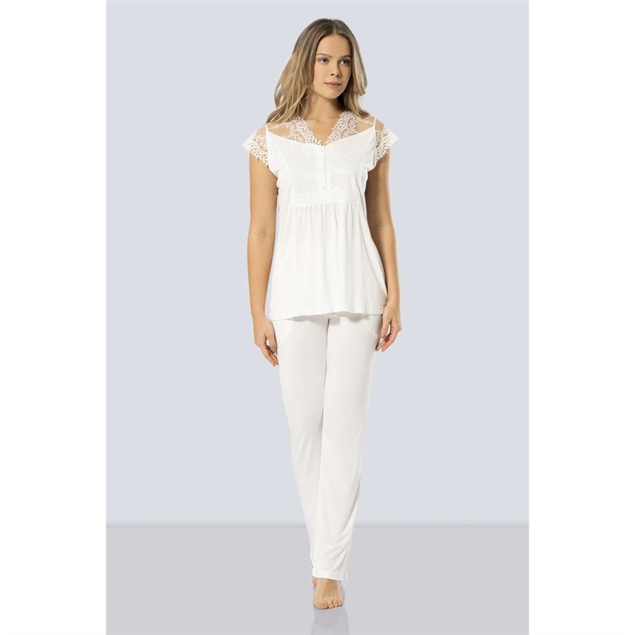 Türen 3294 Lohusa Pijama Takımı  - EkruHamile & Lohusa PijamalarıTÜREN