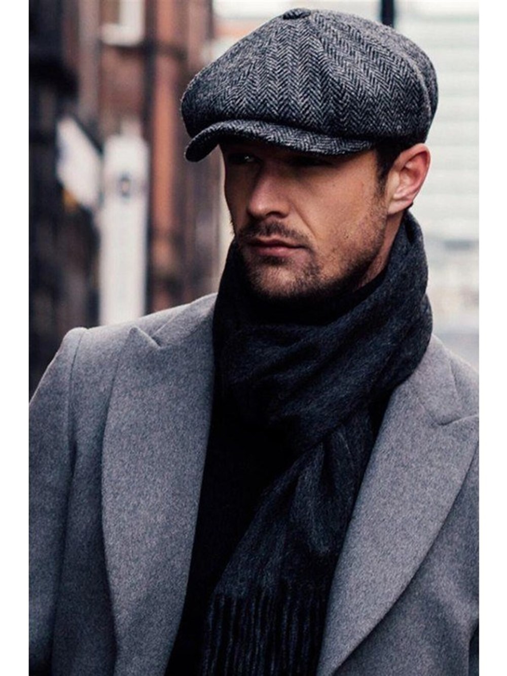 David Beckham Model Peaky Blinders BalıkSırtı Kışlık Kasket Şapka Atkı Hediyeli Kombin 