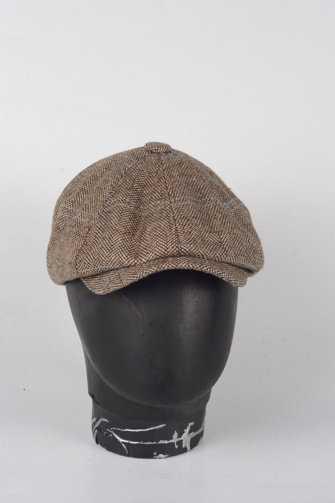 Kışlık 8 Parca Hakiki Yün Desenli Model Peaky Blinders  Kasket Şapka