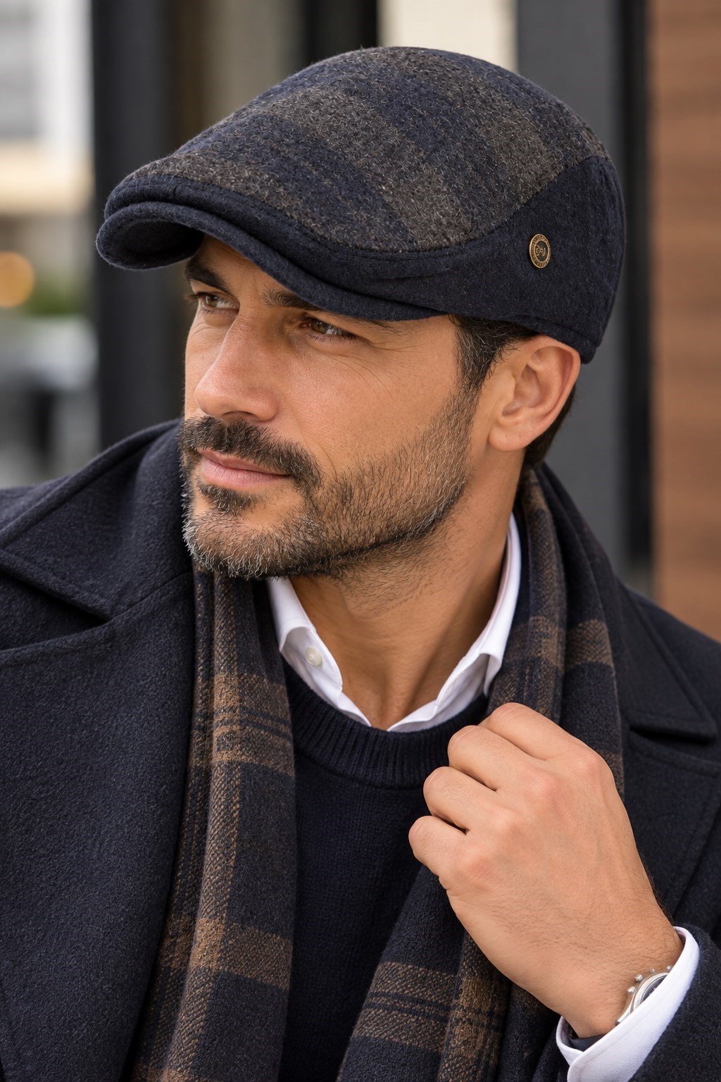 Kışlık Hakiki Yün London Model İngiliz Erkek Kasket Şapka
