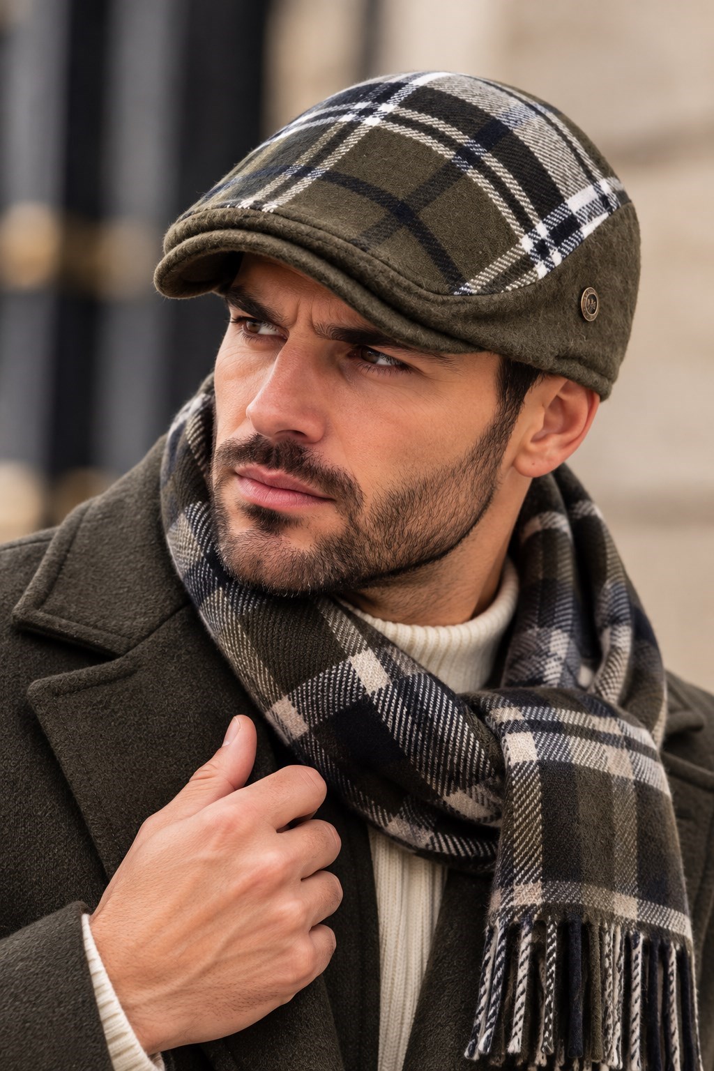 Kışlık Hakiki Yün London Model İngiliz Erkek Kasket Şapka