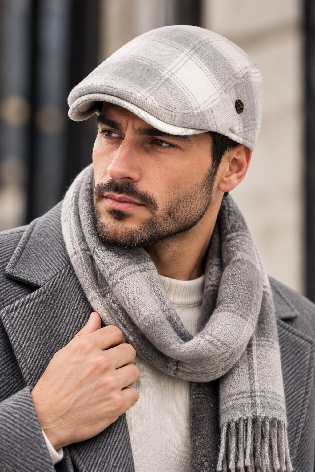 Kışlık Hakiki Yün London Model İngiliz Erkek Kasket Şapka