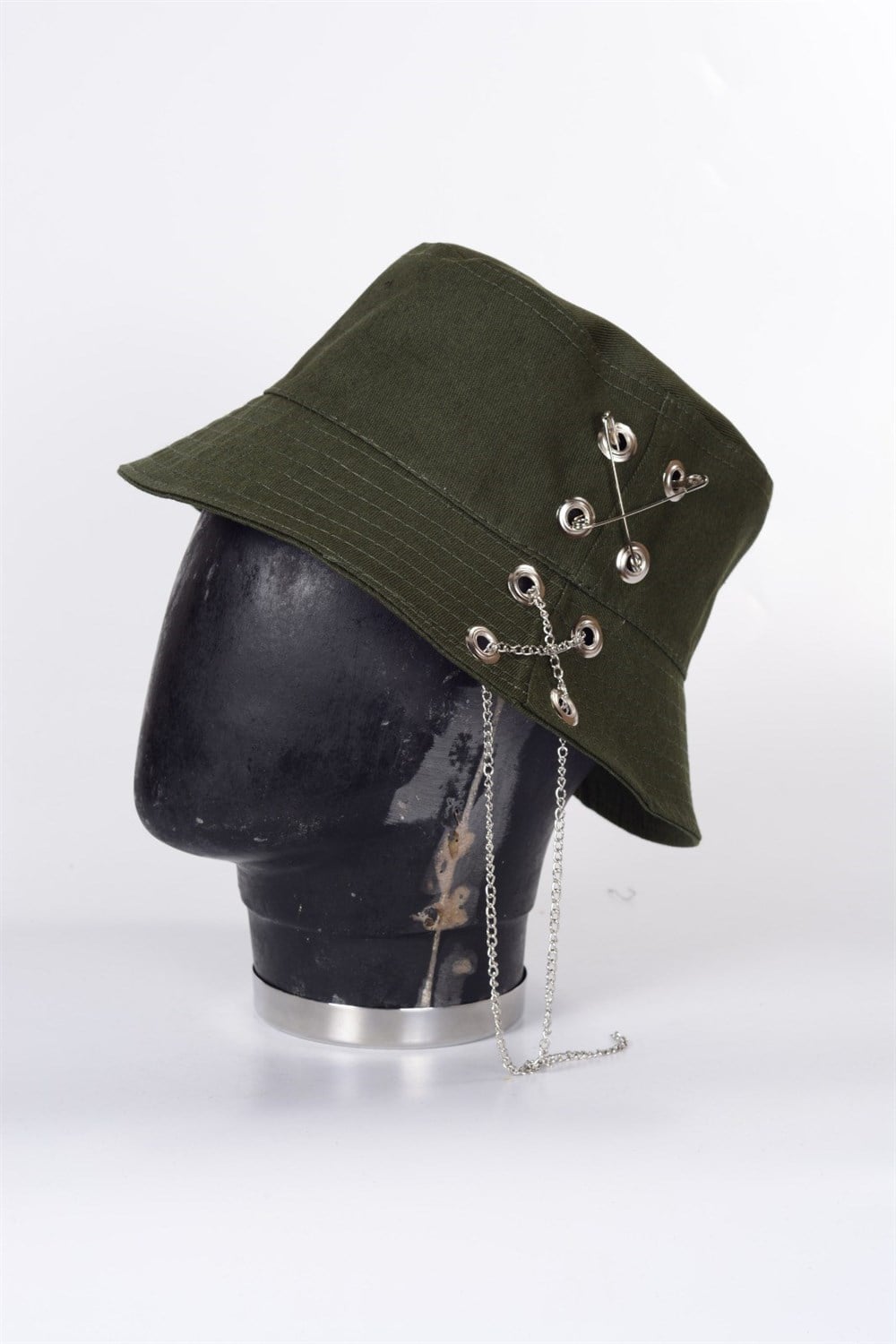 Piercingli %100 Pamuk Balıkçı Bucket Hat Safari Kova Şapka