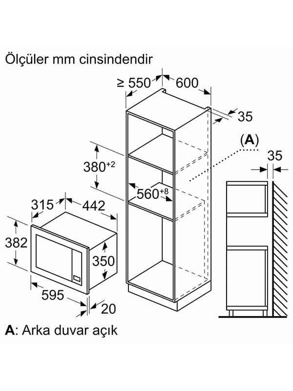 Bosch BFL623MG3 Ankastre Mikrodalga Gri