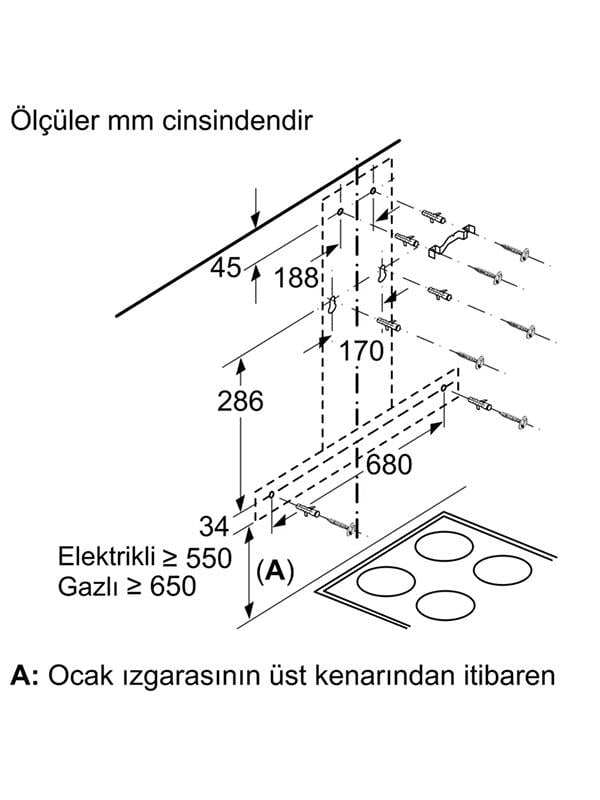 Bosch DWB95BC50T 90 cm Davlumbaz Inox