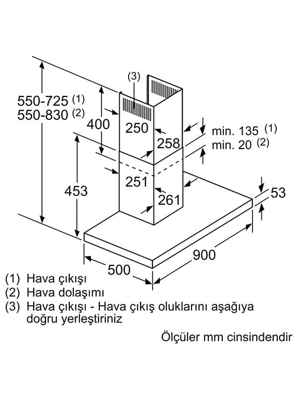 Bosch DWB95BC50T 90 cm Davlumbaz Inox