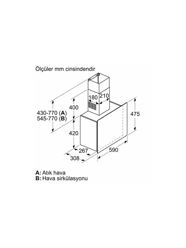 Bosch DWF65AJ60T 60 cm Cam Davlumbaz Siyah