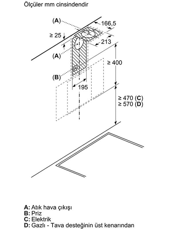 Bosch DWK64PJ70T Duvar Tipi Davlumbaz 60 cm , Gri