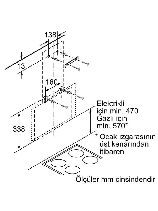 Bosch DWK65AJ80R Duvar Tipi Davlumbaz 60 cm NeoKlasik, Beyaz Cam Yüzey