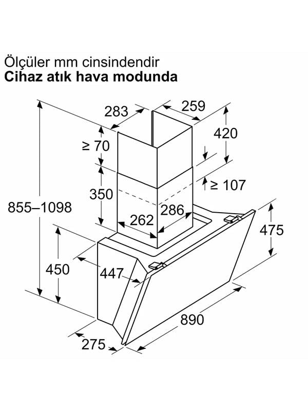Bosch DWK91LT60 90 cm Duvar Tipi Davlumbaz Siyah Cam