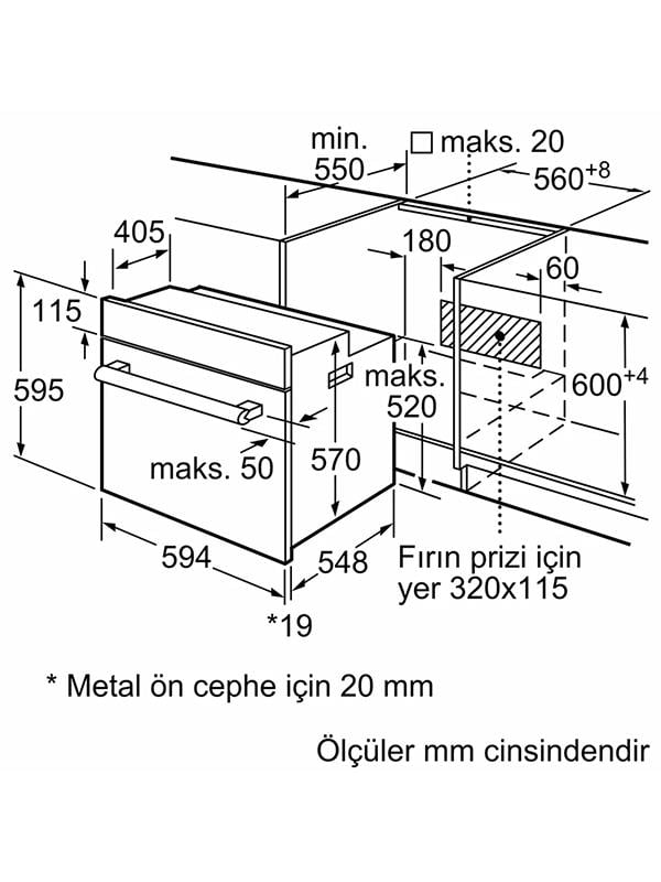 Bosch HBJ559EH6T Home Connect Ankastre Fırın Antrasit gri