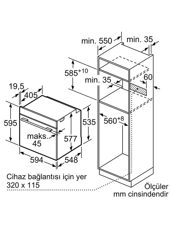 Bosch HSG7584B1 Buharlı Ankastre Fırın, 60x60cm, Siyah