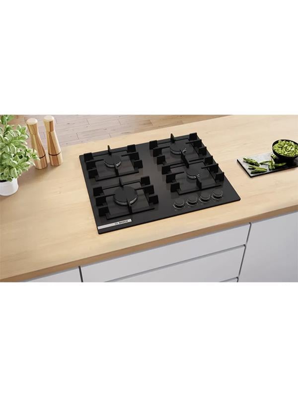 Bosch PNN6B6P40O 60 cm Cam Ankastre Gazlı Ocak Siyah