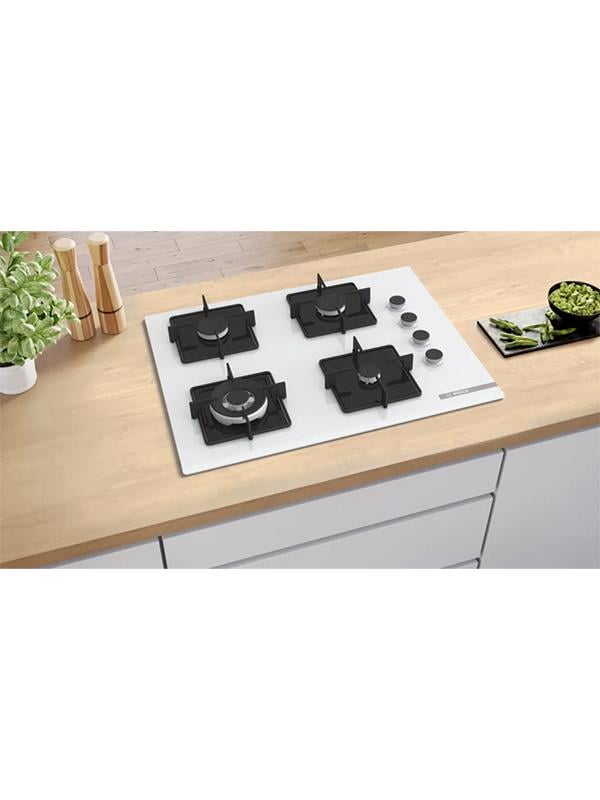 Bosch POH7C2P30O 67 cm Cam Ankastre Gazlı Ocak Beyaz