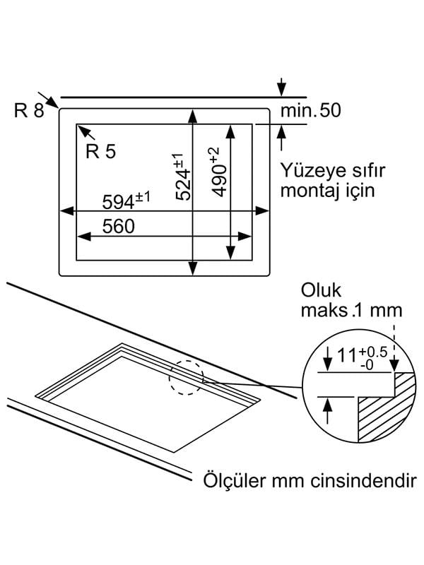 Bosch PPP6A9B20 60 cm Cam Ankastre Gazlı Ocak Antrasit/Gri