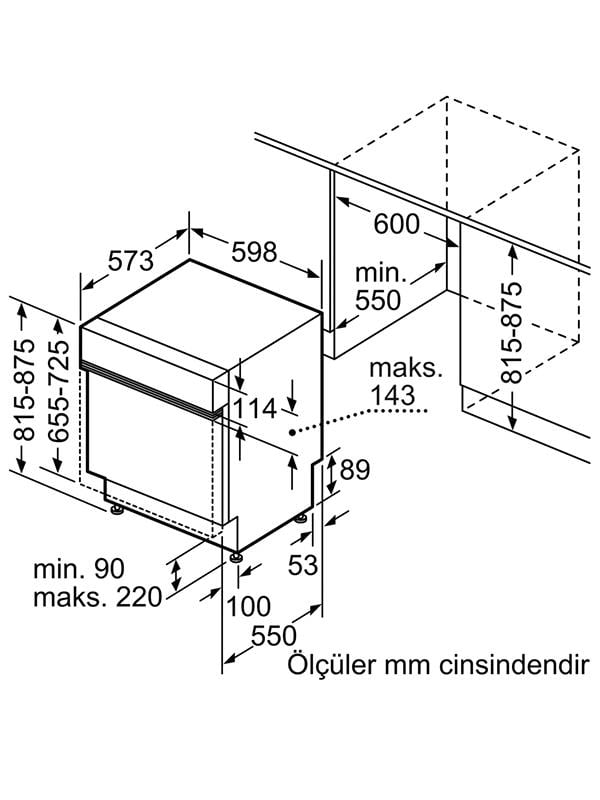 Bosch SMI4IKW50T Yarı Ankastre Bulaşık Makinesi, 60cm, Beyaz