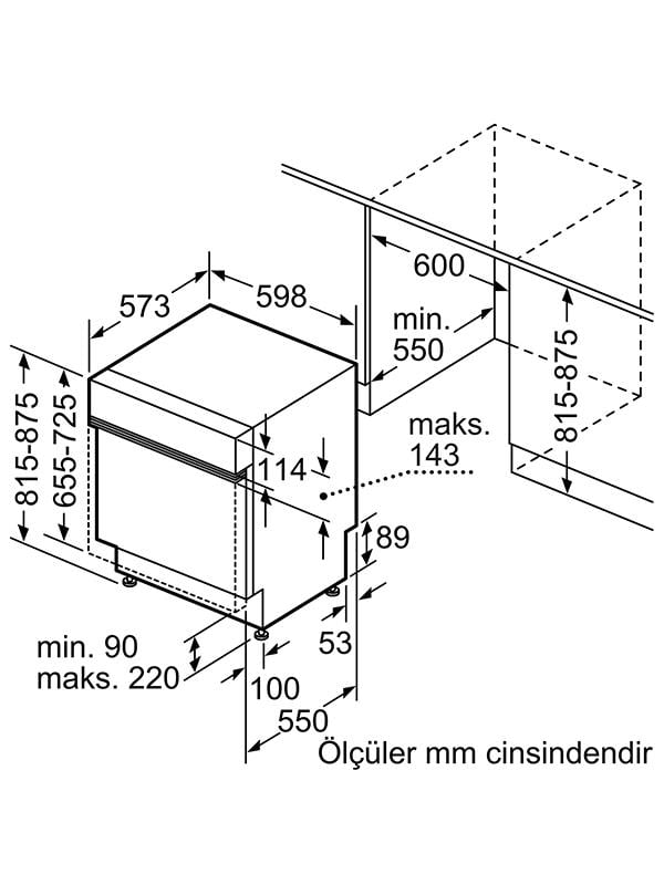 Bosch SMI8ZDS81T 8 Programlı Home Connect Yarı Ankastre Bulaşık Makinesi 