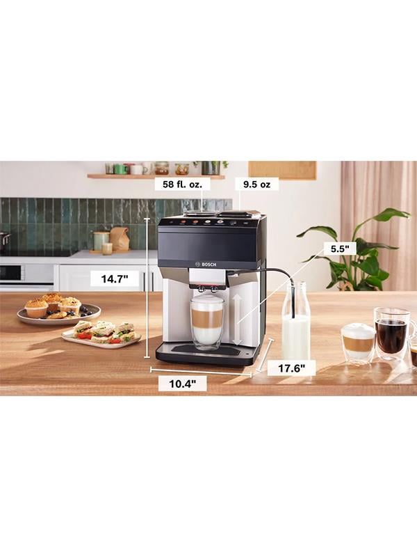 Bosch TPE40307 Tam Otomatik Kahve Makinesi VeroCafe Metalik Inoks Gümüş, Piyano Siyah, Su Tankı