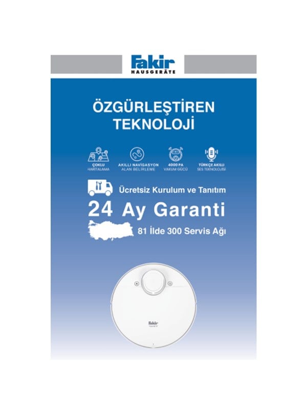 Fakir Robert RS770 Akıllı Robot Süpürge Beyaz