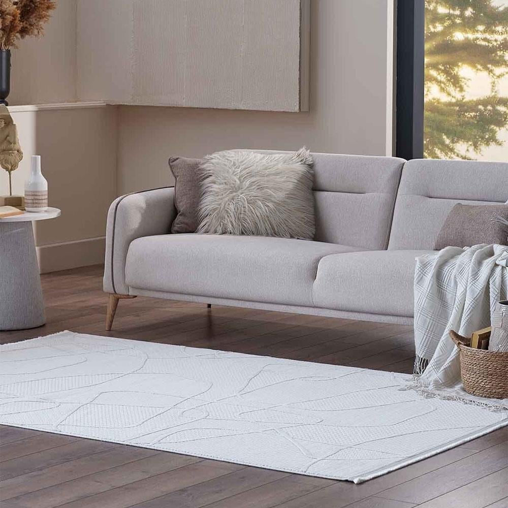 Gümüş Suyu Deco Avior 17180 Geometrik Desenli Halı Krem