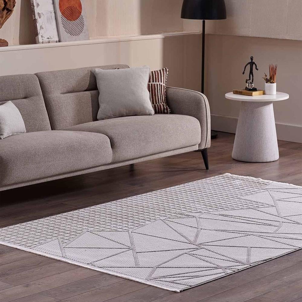 Gümüş Suyu Deco Avior 17452 Geometrik Desenli Halı Bej