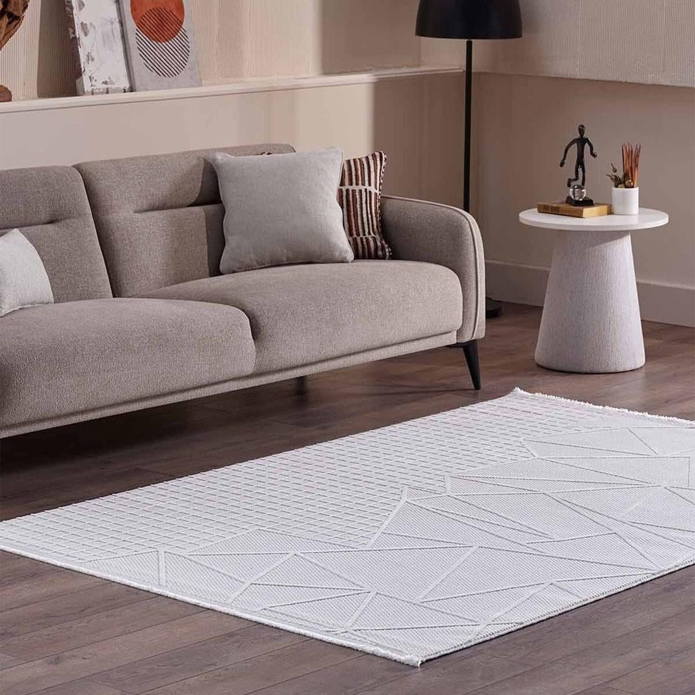 Gümüş Suyu Deco Avior 17452 Geometrik Desenli Halı Krem