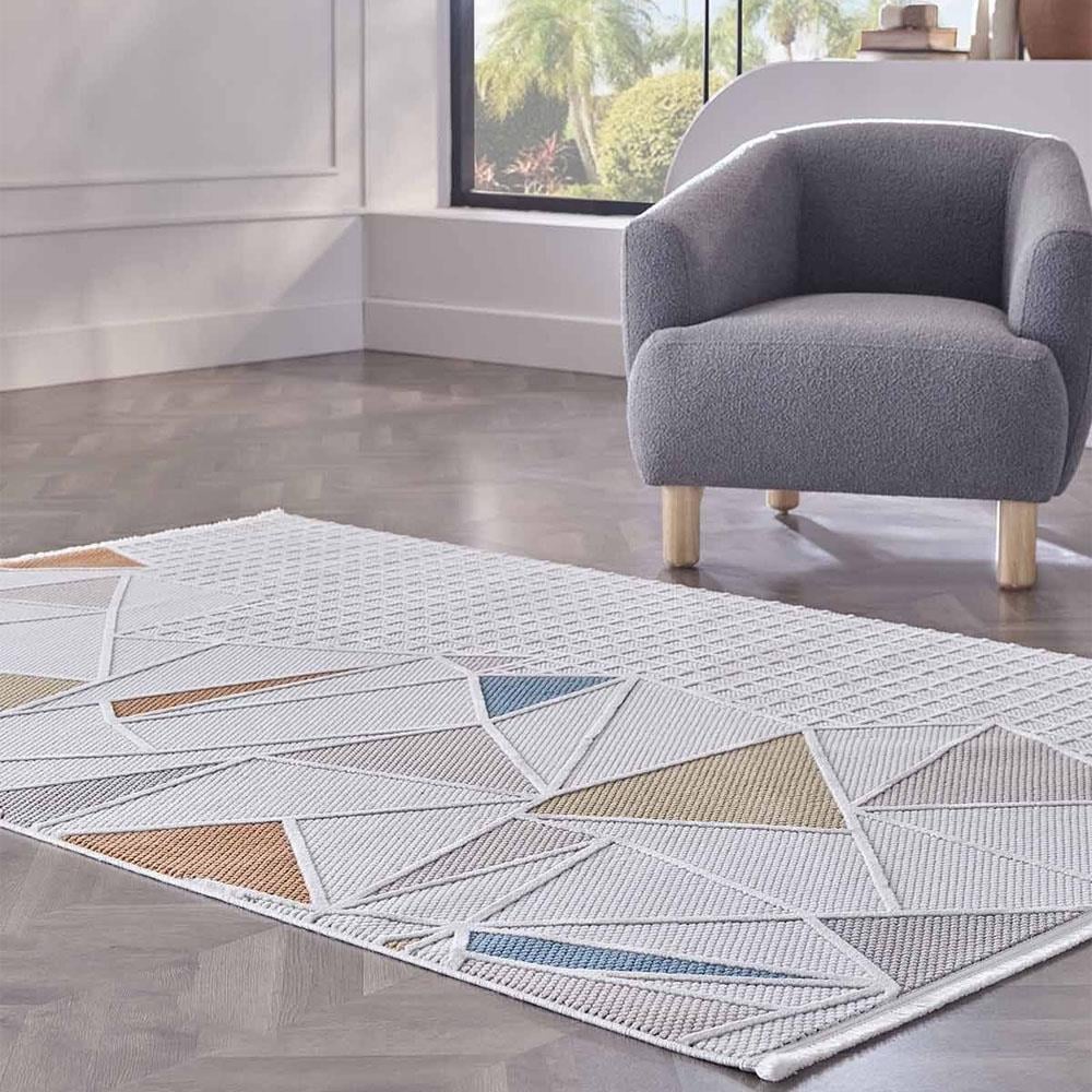 Gümüş Suyu Deco Avior 17452 Krem Geometrik Desenli Halı Multi