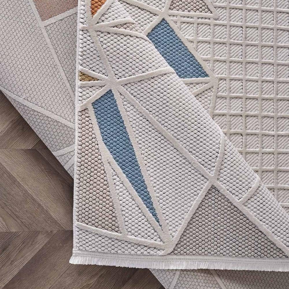 Gümüş Suyu Deco Avior 17452 Krem Geometrik Desenli Halı Multi