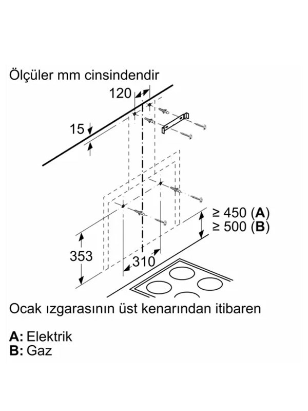 Siemens DWF65AJ20T 60 cm Duvar Tipi Davlumbaz Beyaz
