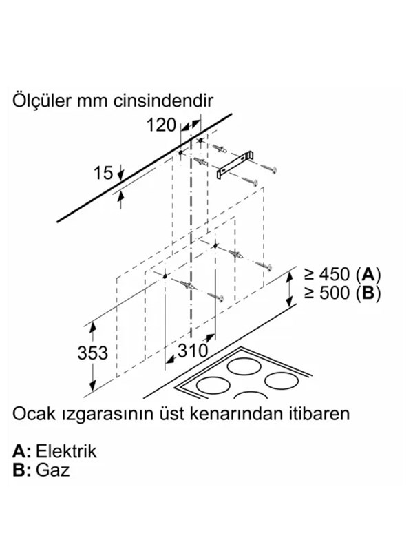 Siemens DWF95AJ60T 90 cm Duvar Tipi Davlumbaz Siyah