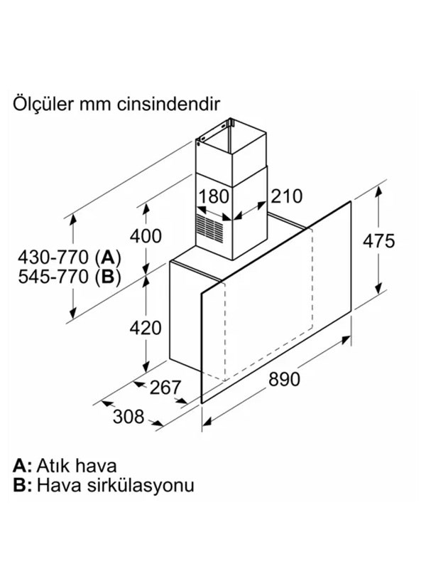 Siemens DWF95AJ60T 90 cm Duvar Tipi Davlumbaz Siyah