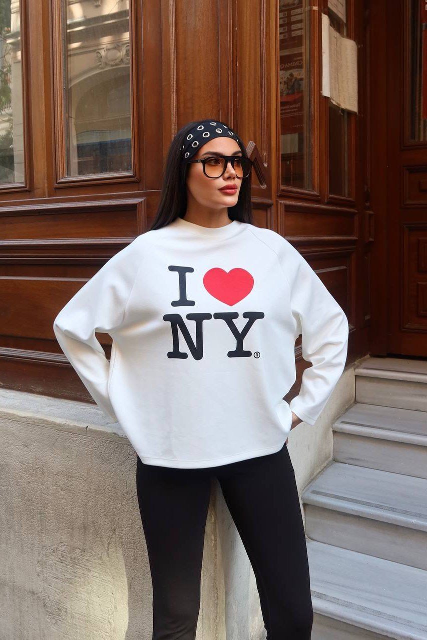 Baskı Detay Oversize Sweater-Ekru EKRU