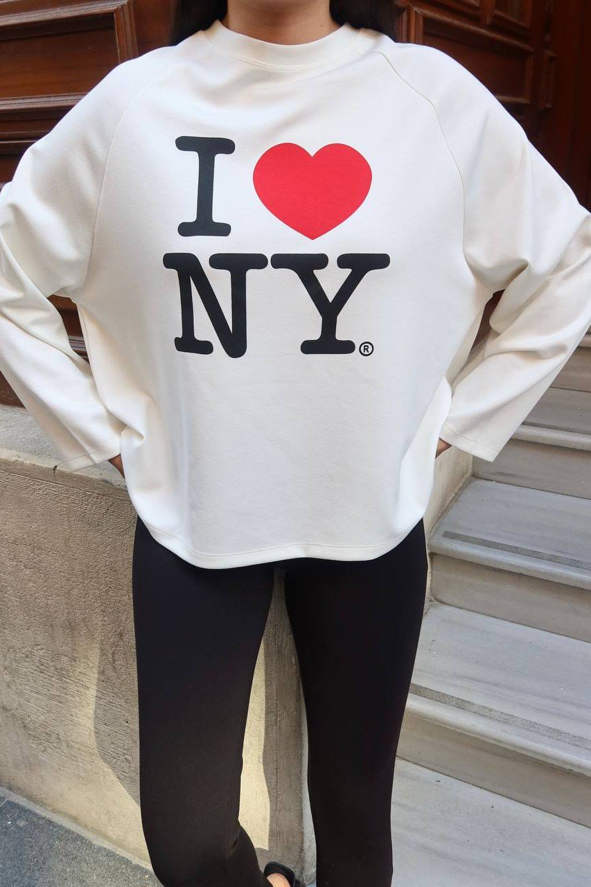 Baskı Detay Oversize Sweater-Ekru EKRU